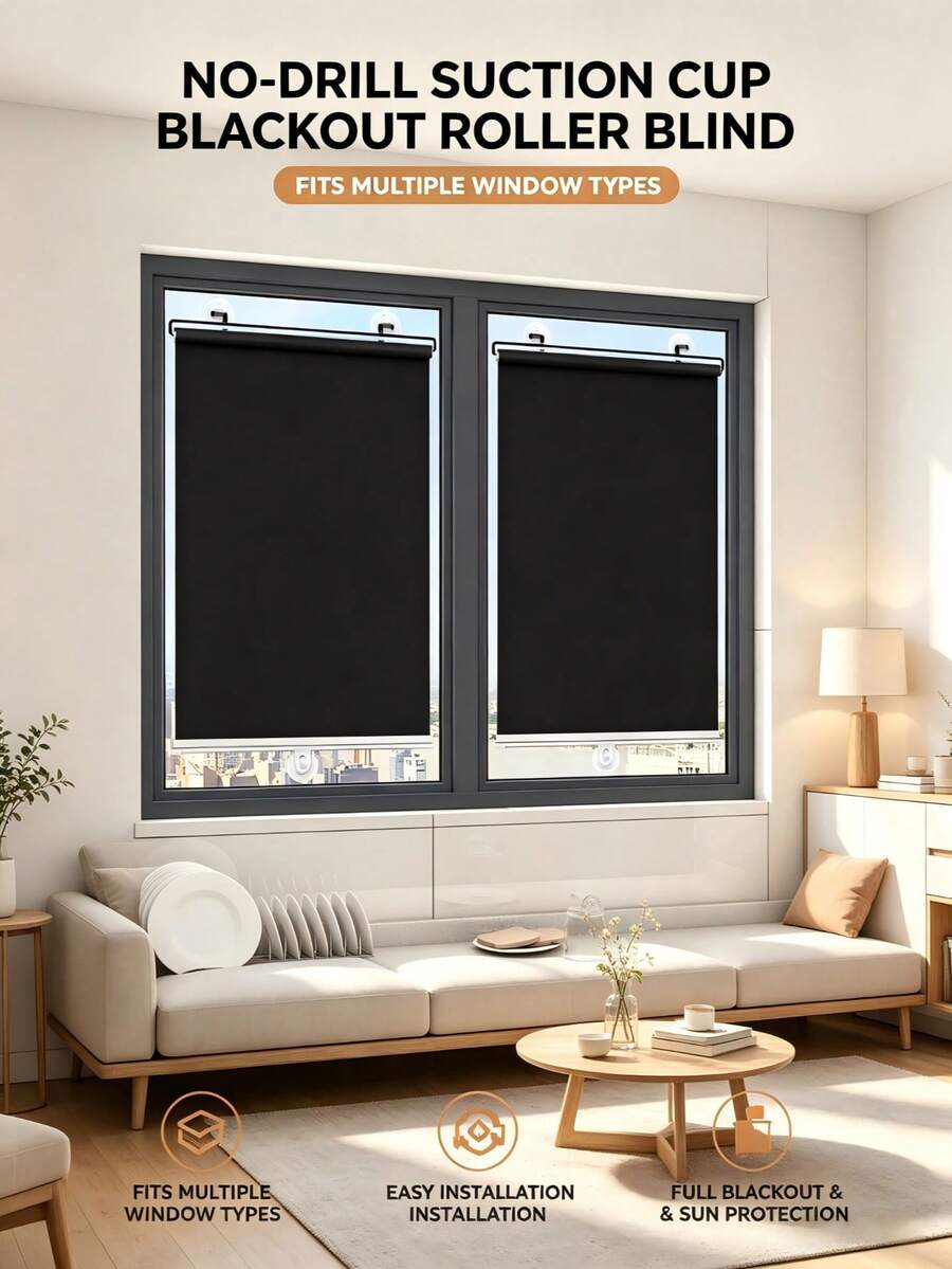 1/2/4pcs Portable Blackout Roller Blinds With Suction Cups, Sun Protection, Heat Insulation, Privacy Window Shades, No Installation Required, For Home/Bedroom/Office/Bathroom/Storage Room, Car Sunshade, Suitable For Families And Travelers