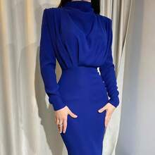 Vestido de manga larga de color sólido, elegante y a la moda, con cintura ajustada, para fiestas, eventos nocturnos y uso en casa, otoño 2026. - Rosa - Ver 6