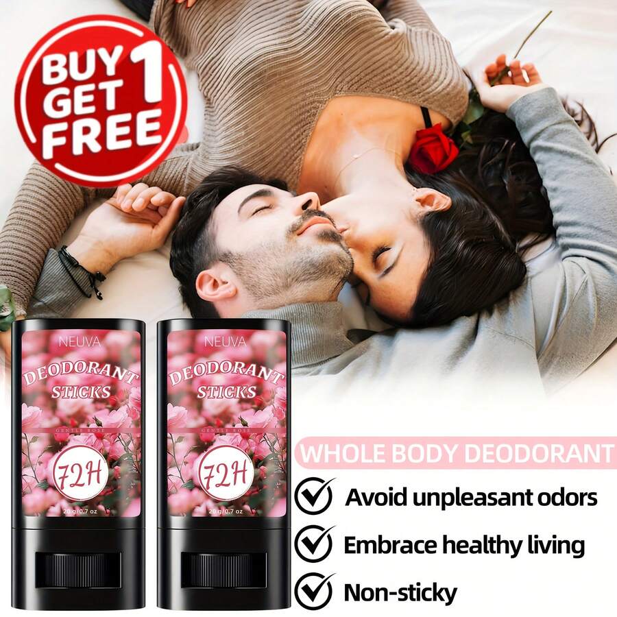 Keropy 2 piezas Bálsamo corporal mini de sándalo con aroma a rosa para mujer, fragancia fresca de larga duración de 72 horas, fácil de usar y portátil, inhibe eficazmente el olor corporal y elimina la vergüenza, aumenta la confianza personal, adecuado para el desplazamiento diario, la oficina, el fitness, los viajes, las citas y las salidas, producto desodorante exquisito para mujeres - Múltiples aromas - Ver 1