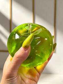 1pc Transparent Apple Squeeze Toy, Glossy Transparent Jelly TPR Soft Squeeze Stress Relief Toy, Children's Realistic Fruit Tactile Pressure Relief Toy, Back To School Gift, Birthday Party Favor, Classroom Reward Anxiety Relief Toy - Multicolor - View 4