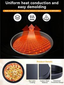 1pc Black Carbon Steel Pizza Pan, Round Pizza Baking Tray, Non-Stick Bakeware, Pizza Mold, Pizza Pan, Suitable For Pizza, Pie, Cake, Bread, Roasted Meat, Oven Tray, Baking Set - View 3