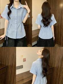 Women Blouses & Shirts - Baby Blue - View 6