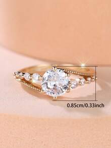 1 Elegant And Delicate Women's Ring Featuring A Twisted Band Set With White Zirconia-Simple Yet Sophisticated Perfect For An Engagement Or Anniversary - Yellow Gold - View 5