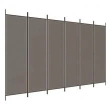 vidaXL Divisorio per ambienti a 6 pezzi, 300x200 cm, poliestere e ferro, antracite, schermo per la privacy pieghevole, divisorio mobile, camera da letto e ufficio, accessorio per la casa - grigio antracite - Visualizzare 2
