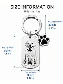 1 móc khóa ảnh thú cưng tùy chỉnh bằng thép không gỉ, thẻ tên chó kèm vòng chìa khóa khắc ảnh thú cưng theo yêu cầu, móc khóa thẻ tên chó bằng thép không gỉ với mặt dây chuyền hình dấu chân, quà tặng kỷ niệm khắc chân dung cún con cho người yêu thú cưng và chủ nuôi thú cưng - Nhiều màu - Xem 6