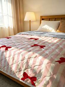 1 pieza Manta ultra suave y refrescante - Ropa de cama ligera para todas las estaciones, con patrón de lazo de moda, 100% poliéster, lavable a máquina, adecuada para cama individual/doble, hotel, camping y decoración del hogar, ropa de cama de lujo de grado hotelero | Diseño moderno cosido - Multicolor - Ver 12