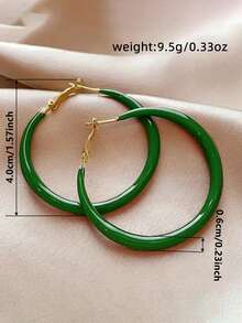 1 par de pendientes de aro encantadores, diseñados para mujeres, adecuados para bodas, compromisos, fiestas de aniversario, regalo del Día de San Valentín - Verde - Ver 4