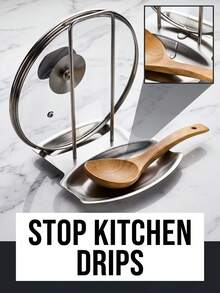 Stainless Steel Pot Lid Rack With Drain Tray - Punch-Free Soup Spoon Rack With Detachable Rack - Kitchen Supplies, Convenient For Storing Pot Lids And Draining - Multicolor - View 8