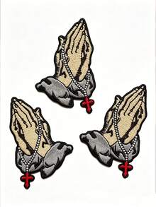 1pc/2pcs/3pcs/4pcs Religious Sacred Heart Patch Jesus Cross Embroidered Iron On - Multicolor - View 12