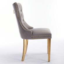 Set Of 2 65 Cm Dining Chairs In Velvet For Kitchen And Dining Room - Grey - View 4