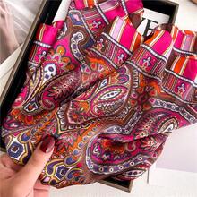 1pc Faux Silk Pattern Printed 70cm Square Bandana, Unisex Casual And Street Fashion Neck Scarf, Headband, Hair Tie, Outdoor Sun Protection Decorative Headscarf, Perfect For Styling Your Look. Scarf For Women, Headscarf, Handkerchief, Hair Wrap, Silk Scarf, Neck Scarf, Women's Shawl, Women Wearing Headscarf, Cowboy Bandana, Motorcycle Accessory, Country Style Headscarf - Multicolor - View 3