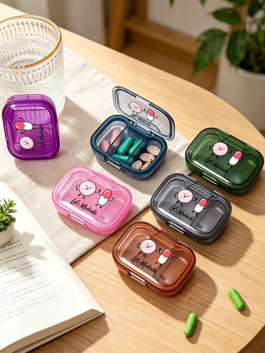 Kotak Obat P3K Portabel dengan Motif Pil Lucu, Kotak Penyimpanan Pil Sederhana dengan 3 Kompartemen untuk di Rumah dan Perjalanan, Kotak Pil Mini Tahan Air dan Tahan Lembap, Cocok untuk Menyimpan Obat, Cincin, dan Barang Kecil Lainnya, Hadiah Sempurna untuk Hari Ayah, Kembali ke Sekolah, dan Hari Guru
