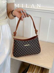 Large Capacity Versatile Women's Monogram Shoulder Bag 2026 Spring New Underarm Bag Wholesale - Coffee - View 2