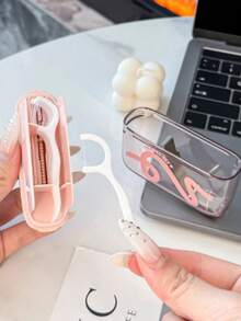 1pc Automatic Pop-Up Toothpick Holder, Premium Portable Mini Toothpick Storage Box, Rectangular Toothpick Dispenser, Suitable For Home Office Desk, Includes 10 Dental Floss Picks - Multicolor - View 5