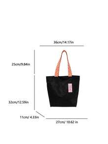1pc Women's Color Block Shoulder Crossbody Bag Large Capacity Shiny Tote Bag Suitable For Shopping Commuting Gift Use - Black - View 3