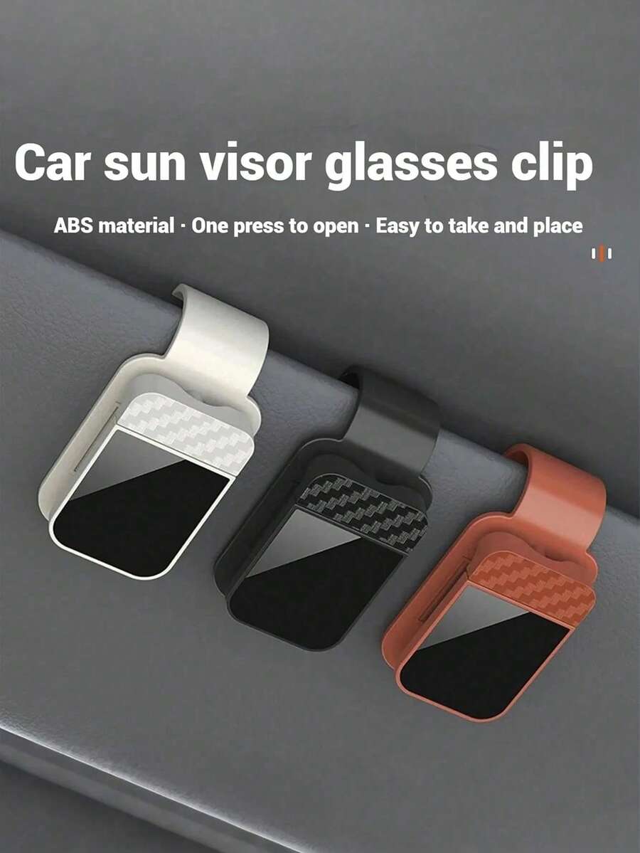 Universal Car Fashion Glasses Holder With Soft Foam Lining - Anti-Scratch Sun Visor Clip, One-Hand Release - Car, Truck And SUV Glasses Storage Organizer - Black Car Interior Accessory
