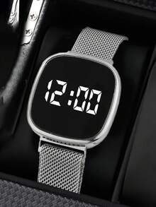 1/7pcs New Magnetic Cube LED Digital Display Wristwatch For Kids, Premium Floral Jewelry Accessory, Suitable For Kids High-End Occasions, Silent - Multicolor - View 8