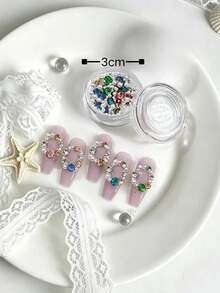 1 Box Mixed Nail Art Decorations, Colorful Rhinestones Paired With Pearls, Metal Chains And Star Accents, Rich Colors And Sparkling Texture, Suitable For Christmas Theme Nail Art, Can Create Christmas Tree, Wreath And Other Styles, Easily Create Holiday Atmosphere, Beginners Can Easily Use, Suitable For Daily Commute, Dates, Parties, Wide Range Of Uses, High Cost-Performance Nail Charms - Multicolor - View 5