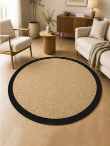 Runder Boho-Teppich von Chilai Home mit Digitaldruck, natürlichem Jute-Look, gewebtem Muster, für Wohn- und Schlafzimmer, hergestellt in der Türkei, erhältlich in den Größen 60x60 cm, 80x80 cm, 100x100 cm, 120x120 cm und 160x160 cm. - Gelb - Übersicht 1