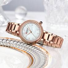 Jam Tangan Wanita CURREN, Jam Tangan Wanita Modis, Elegan, Dial Quartz, Tahan Air, Gelang Bercahaya dengan Rhinestone dan Tali Stainless Steel - MultiWarna - View 7