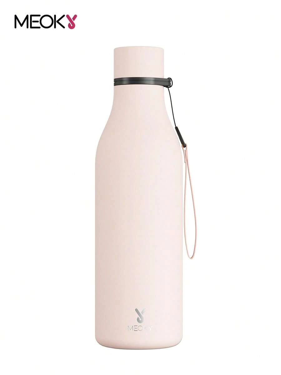Meoky 17oz/500ml 磨砂運動水壺附手提帶 – 可樂造型不鏽鋼水瓶,柔軟觸感橡膠塗層,防漏雙層真空保溫,12小時保冷,適合健身、旅行、學校及戶外使用 - 粉色 - 查看 1