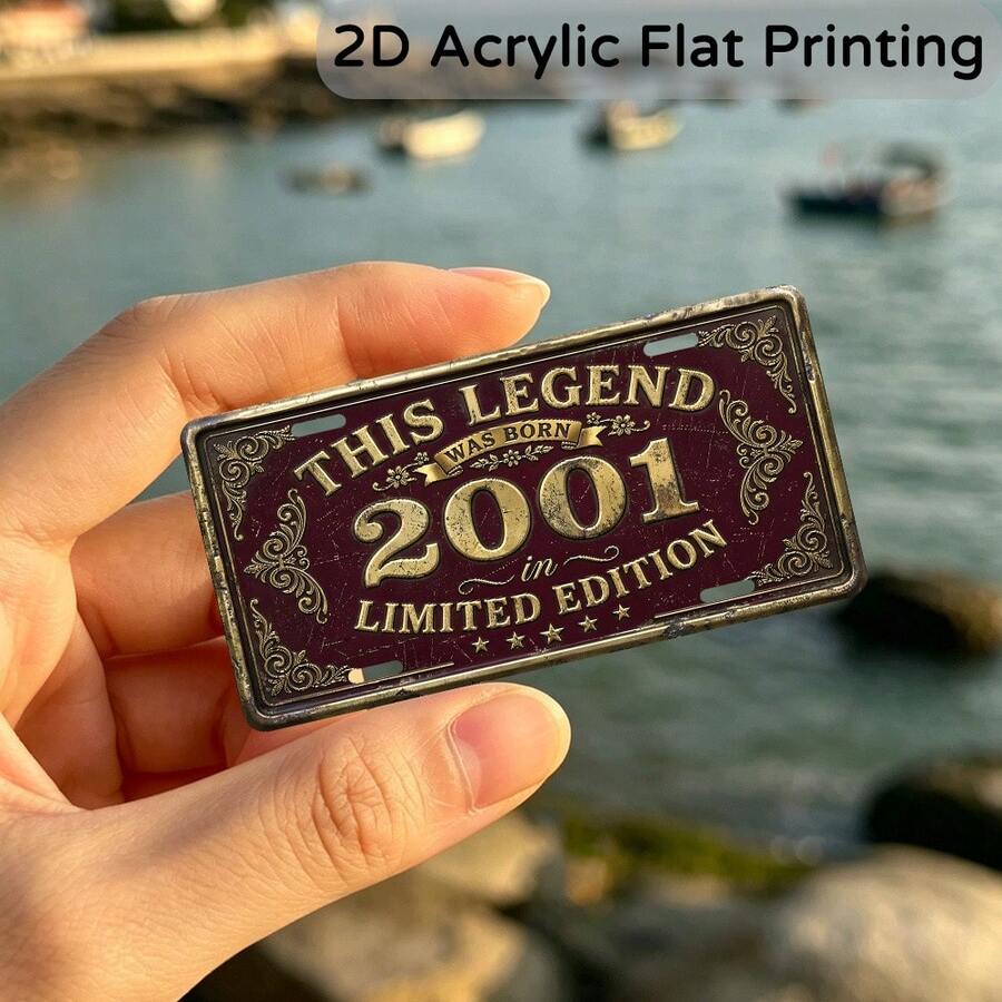 1個復古酒紅金配色2001鋁製冰箱磁鐵 (3.9" X 1.9"),復古廚房冰箱裝飾磁鐵,居家收藏裝飾品 - 1PC - 查看 1
