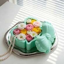 1 Set Bow Storage Box Silicone Mold, DIY Aromatherapy Plaster Jewelry Box Mold, Candle Cup Container Silicone Mold - White - View 3