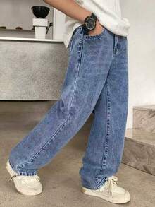 Young Boy Spring/Summer Fashion Straight Leg Denim Jeans - Blue - View 5