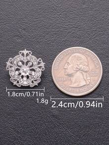 5 Stücke/Set florale Cut Out geprägte Strass 3D Vintage elegante Metallknöpfe, geeignet für Hochzeitskleid, Mantel, Pullover, Strickjacke, Jackendekoration, handgefertigte zum Annähen Knöpfe Geschenkbox, Brautjungfernschuhe, Hut DIY Zubehör - mehrfarbig - Übersicht 10