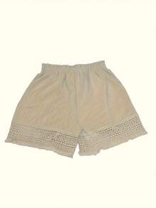 Holiday-Style Fringed Lace Shorts - White - View 2