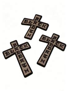 1pc/2pcs/3pcs/4pcs Black Cross Patch Rock Legend Embroidered Iron On - Multicolor - View 9