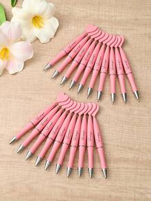 50pcs Customized Engraved Pink Heart-Shaped Ballpoint Pens, Personalized Text Name Signature Pens, Bulk Wedding Favors, Party Supplies, Corporate Gifts - Sets - View 3