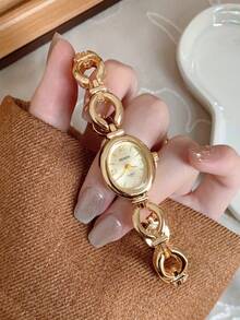 Fashionable Elegant Women's Quartz Watch, Suitable For Daily Wear, Birthday/Graduation Gift, Party Wear - Gold - View 2