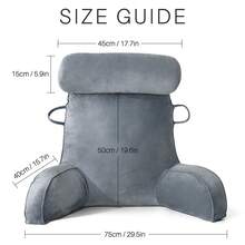 Adult Reading Pillow With Arms, Back Support Cushion For Bed, Detachable Washable Cover With Pocket, Ideal For Reading & Relaxing - Grey - View 5