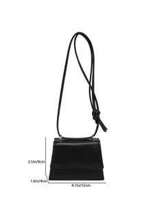 Spring/Summer New Mini Square Handbag For Women, Premium Texture Shoulder Bag, Flap Closure Small Purse, Red Cute Crossbody Bag, Accessory Bag - Black - View 3