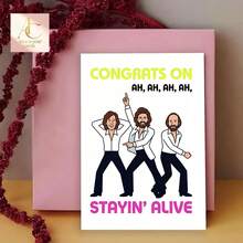 A Humorous Gift Card For Friends And Colleagues Celebrating Birthdays, Graduations, Or Recoveries, Featuring A 70S Disco Theme And A 'Stayin' Alive' Bee Family Design - One Size Fits All - View 3