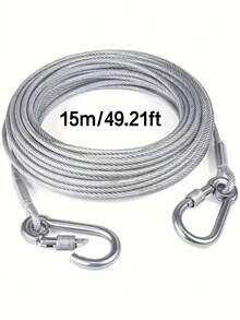 1 Set Tali Jemuran Stainless Steel Portabel untuk Mencuci Pakaian di Dalam/Luar Ruangan, Aksesori Berkemah, Kamar Mandi dan Asrama Pilihan Ideal - Tali Anjing - Serbaguna, Tali Kawat Baja Galvanis - Ketebalan 2mm - MultiWarna - View 11