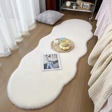 New Store Offer Super Cute Faux Rabbit Fur Short Pile Ultra Smooth Delicate Touch Teddy Bear Shaped Soft Comfortable Carpet Mat For Dressing Room Machine Washable - White - View 4
