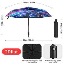 1 pezzo Ombrello pieghevole con rosa blu - Design con cristalli scintillanti e effetto luce abbagliante, adatto come regalo per le vacanze, regalo di compleanno, scelta alla moda per aggiungere un'atmosfera elegante - Multicolore - Visualizzare 6