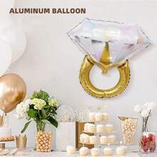 1/3/5pcs Rhinestone Engagement Ring Shaped Aluminum Foil Balloons, Suitable For Wedding, Engagement, Bridal Shower Party Supplies - Diamond Ring - View 2