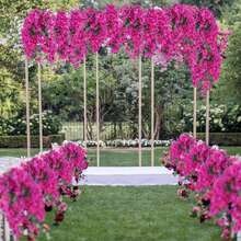 1/3/8pcs Artificial Silk Nine-Layered Flower Stems, 31 Inch Long Branches, Suitable For Tall Vase Floral Arrangements, Tabletop Decor, Home And Wedding Decoration - Red Violet - View 5