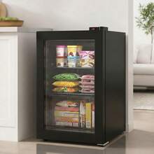 2.4 Cu. Ft Upright Freezer, Freestanding Mini Freezer With 7-Level Adjustable Thermostat, Glass Door Display Freezer With Removable Shelves, Low Noise, For Dorm, Apartment, Office, Kitchen - US B Type Plug(110-127V) - View 4