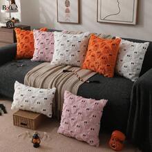 Halloween Spooky Fashion Decorative Pillow Covers 18x18 Inch 2pcs White Ghost Super Soft Faux Fur Cushion Covers - White Black - View 6