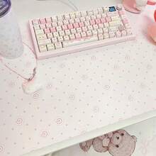 Pink Polka Dot Fish Egg Y2K Style Waterproof Anti-Slip PU Leather Desk Mat Full Screen Protection Mouse Pad - View 6