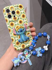 Disney Has Authorized, Phone Case - Chain Set, The Stitch Lilo & Stitch 3D Phone Case Plus A Silicone 3D Stitch Bracelet With Metallic Ring Removable Bracelet, Stitch And Angel Pattern, Compatible With Iphone17/16/15/14/13/12/38/XS/XR/X Plus Pro Max, A Stylish Cartoon Phone Case, The Perfect Gift Choice, Phone Protection, Durable Phone Cover, Great Gift For Friends And Family. - 白色 - 查看 4