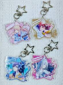 PJSK Anime Academy Keychain - Cute Cartoon Character Keychain, PJSK School Uniform Design, Durable Acrylic Accessory, Suitable For Women, Birthday, Holiday And Christmas Gift - Mu - View 3
