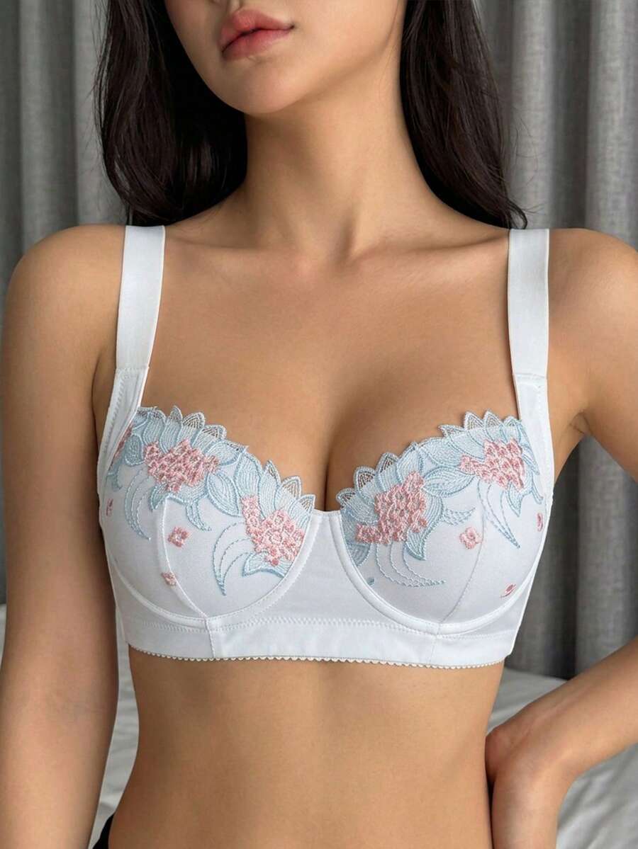 DAZY 蜜桃女孩白色蕾丝性感女士内衣，带钢圈，支撑舒适文胸