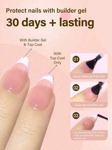 160Pcs Short Almond Pink And White French Gel Press On Nails, Matte French Press On Nails, Soft Gel Press On Nails, These Long Lasting Press On Nails Come In 16 Sizes For DIY Nail Art, For Women And Nail Salons - Brown - View 4