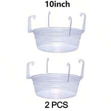 2/6pcs Transparent Round Plastic Hanging Baskets With Drip Tray, 6/8/10/12 Inch Hanging Plant Trays With Built-In Hooks And Water Catching Pans, Space-Saving Design For Indoor/Outdoor Home, Office, Cafe, Balcony - Hanging Flower Pot Tray - View 14