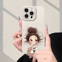 Funda de teléfono con diseño de chica de dibujos animados, nueva funda protectora anti-caídas de TPU, clásica, creativa y divertida, adecuada para iPhone 7, 8, 11, 12, 13, 14, 15, 16 Pro, 16 Plus, 16 Pro Max, Xs Max, Xr, Se, Mini. - (Un color) 1 unidad por paquete - Ver 1